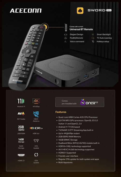 ACEONN Sword Pro+ Smart 4K TV Box