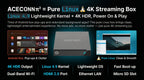 Aceconn 4K Linux Smart TV Box | Dual WiFi | HEVC VP9 | OTT Streaming Device with Remote