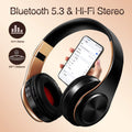 Gold Wireless Bluetooth Headphones for Men – Stereo Sound Headset with Mic, Gaming & Music for Android & iOS