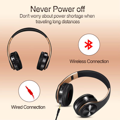 Gold Wireless Bluetooth Headphones for Men – Stereo Sound Headset with Mic, Gaming & Music for Android & iOS