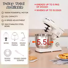 SUNATUR Electric Stand Mixer Professional Kitchen Mixer Dough Mixer Egg Beater Cream Whisk for Home & Commercial Use