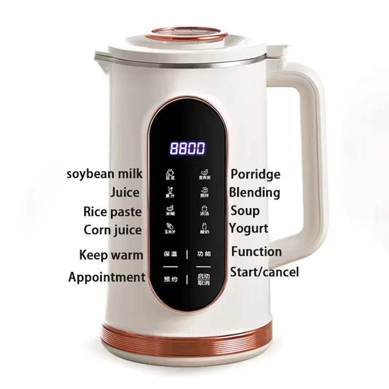 1500ml Multi-Function Electric Soy Milk Maker Blender with Touchscreen 10-Blade Mixer Nut Milk Machine