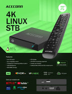 Aceconn 4K Linux Smart TV Box | Dual WiFi | HEVC VP9 | OTT Streaming Device with Remote