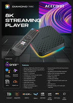 Aceconn Diamond ProMax 8K Android TV Box – 4GB RAM, 64GB Storage, WiFi 6, HDR10+, Voice Remote